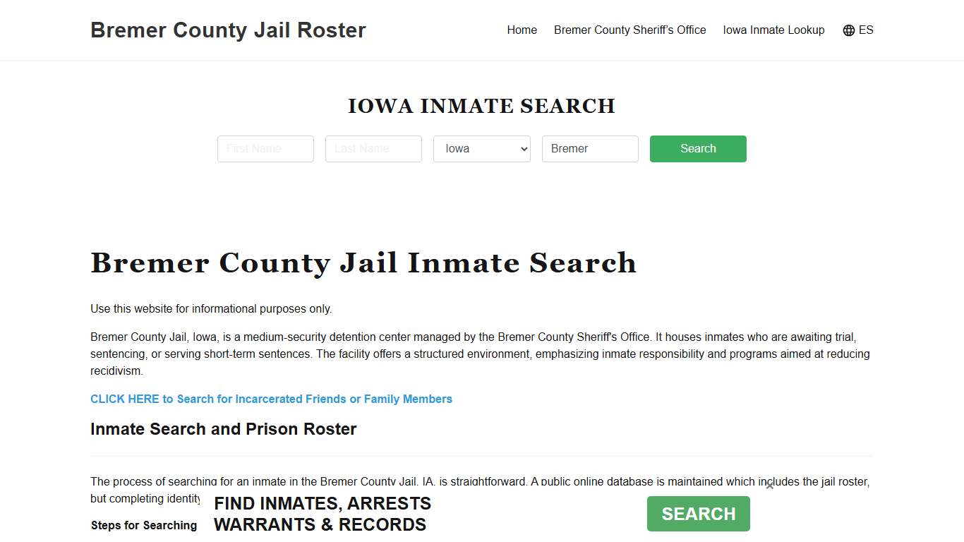 Bremer County Jail Roster Lookup, IA, Inmate Search