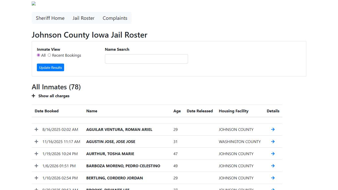 Johnson County Iowa Jail Roster | Johnson County Iowa